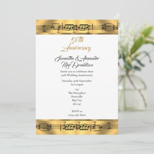 ゴールドミュージック 50周年結婚記念日 招待状 (スタンド正面)