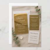 ゴールドミラーアクリル結婚式招待状セット | エレガント 招待状 (正面/裏面)