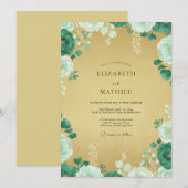 ゴールドミントの花嫁衣裳の結婚式 招待状 (正面/裏面)