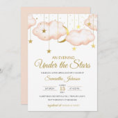 ゴールドムーンとスターブライダルシャワー招待状 招待状 (正面/裏面)