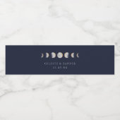 ゴールドムーンフェーズのウェディング ペットボトルラベル (シングルラベル)