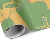 ゴールドメタリックのトナカイ ルドルフ ホリデー クリスマス ラッピングペーパー (ロールコーナー)