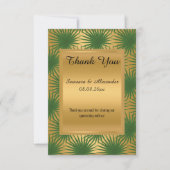 ゴールドメタリックグリーンファーン 感謝カード 招待状 (正面)
