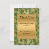 ゴールドメタリックグリーン植物学感謝カード 招待状 (正面)