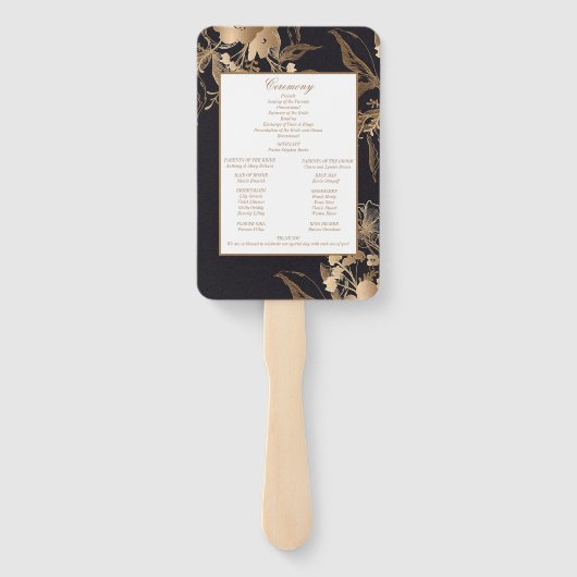 ゴールドメタリックフラワーアレンジメント ウェディングプログラム ハンドファン (裏面)