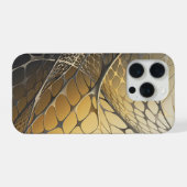 ゴールドメタリック3Dメッシュ抽象ラグジュアリーアート iPhoneケース (裏面横)