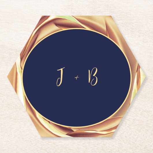 ゴールドメタリック ローズプリント ペーパーコースター (正面)