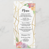 ゴールドメニュー結婚式の披露宴にぴったりなラスティックフレームフラワーデザイン 招待状 (正面/裏面)