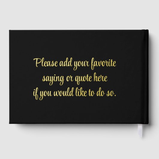 ゴールドモダンフォイル結婚ハードカバー付きシックのブラック ゲストブック (裏面)