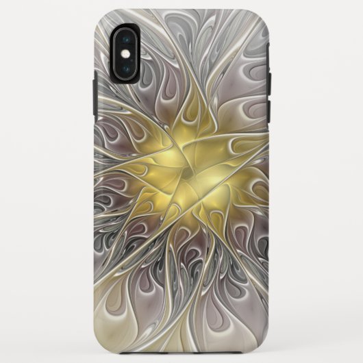 ゴールドモダン抽象フラクタルフラワーを華やかに Case-Mate iPhoneケース (裏面)