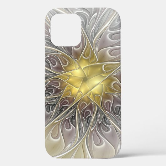ゴールドモダン抽象フラクタルフラワーを華やかに Case-Mate iPhoneケース (裏面)