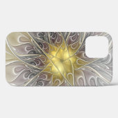 ゴールドモダン抽象フラクタルフラワーを華やかに Case-Mate iPhoneケース (裏面 (横))