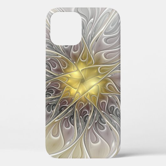 ゴールドモダン抽象フラクタルフラワーを華やかに Case-Mate iPhoneケース (裏面)