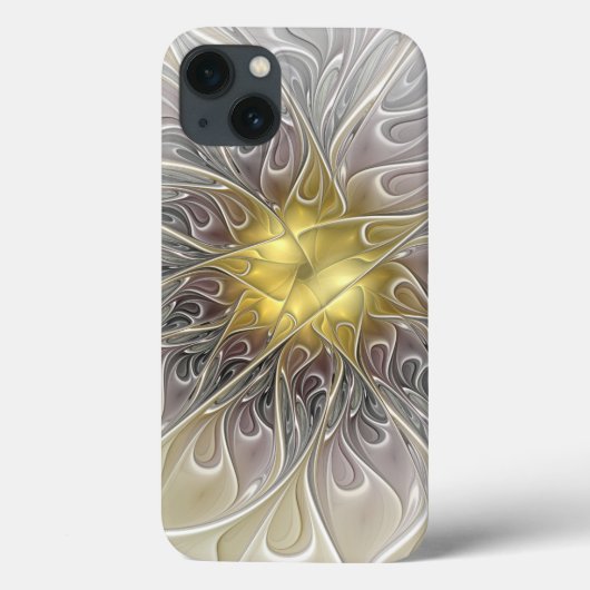 ゴールドモダン抽象フラクタルフラワーを華やかに Case-Mate iPhoneケース (裏面)