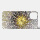 ゴールドモダン抽象フラクタルフラワーを華やかに Case-Mate iPhoneケース (裏面 (横))