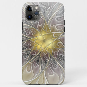 ゴールドモダン抽象フラクタルフラワーを華やかに iPhone 11 PRO MAXケース