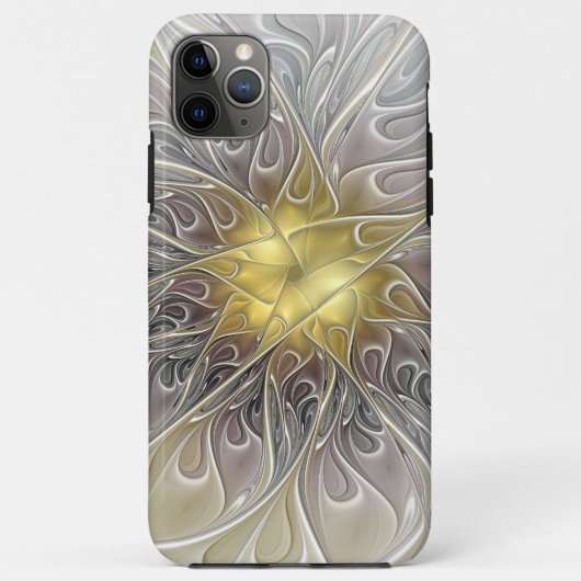 ゴールドモダン抽象フラクタルフラワーを華やかに Case-Mate iPhoneケース (裏面)