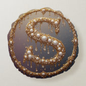 ゴールドモノグラムイニシャルレターS ラウンドクッション (裏面)