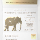 ゴールドモノグラムウェディング 三つ折り招待状 (内部中)