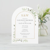 ゴールドモノグラムグリーンウェディングシャワーアーチ 招待状 (スタンド正面)