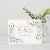 ゴールドモノグラムグリーンエレガント サンキューカード (スタンド正面)