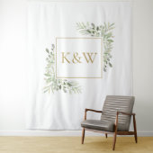 ゴールドモノグラムグリーン フォトブース バックドロップ タペストリー (インサイチュ)