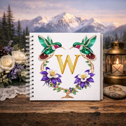 ゴールドモノグラム W ハチドリ 宝石 Wedding Gift ノートブック