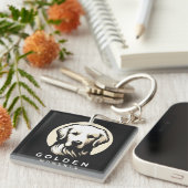 ゴールドモーメンツ スリム ミニマリズム ゴールデンレトリバー キーホルダー (正面右)