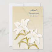 ゴールドユリとネイビーブルーのキンセアニエラ 招待状 (裏面)