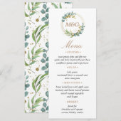 ゴールドユーカリグリーンウェディングメニューカード 招待状 (正面/裏面)