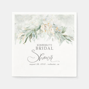 ゴールドユーカリグリーン ブーケ ブライズシャワー スタンダードカクテルナプキン