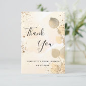 ゴールドユーカリモダングリッター ブライダルシャワー サンキューカード (スタンド正面)