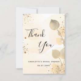 ゴールドユーカリモダングリッター ブライダルシャワー サンキューカード