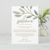 ゴールドユーカリ ウェディングウェルカムレター＆スケジュール プログラム (スタンド正面)