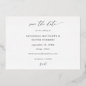ゴールドライン フラワー 白 Save the Date 箔招待状 (裏面)