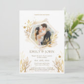 ゴールドラグジュアリーグラデーション結婚式招待状写真 招待状 (スタンド正面)