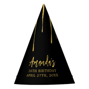 ゴールドラグジュアリー グリッター垂れ流し スイート16 誕生日 パーティーハット