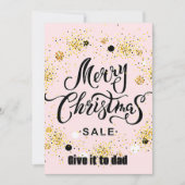 ゴールドラッキースター、ブラックアート文字 merry Chris 招待状 (正面)