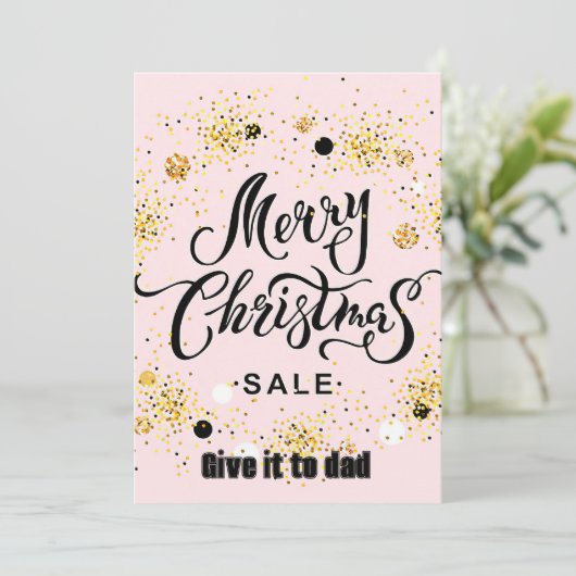 ゴールドラッキースター、ブラックアート文字 merry Chris 招待状 (スタンド正面)