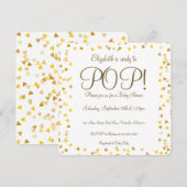 ゴールドラブハートがはじけるベビーシャワー 招待状 (正面/裏面)