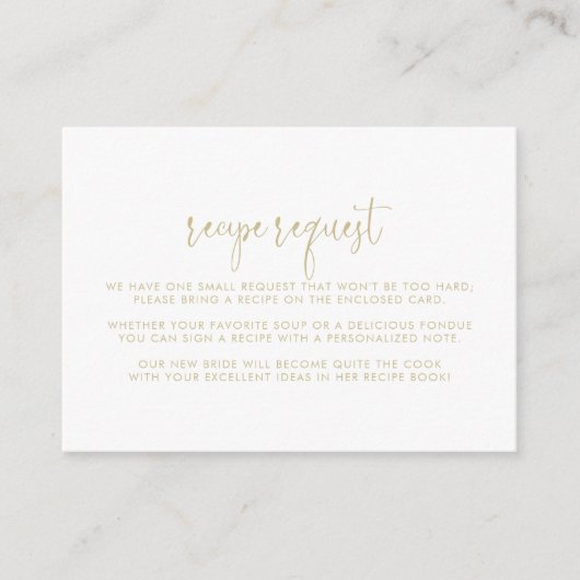 ゴールドラブファンシー スクリプト ウェディング レシピ リクエスト エンクロージャーカード (正面)