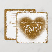 ゴールドラメが舞い散るハートの華やかPARTY招待状 招待状 (正面/裏面)