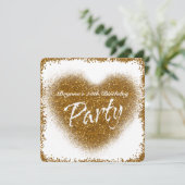 ゴールドラメが舞い散るハートの華やかPARTY招待状 招待状 (スタンド正面)