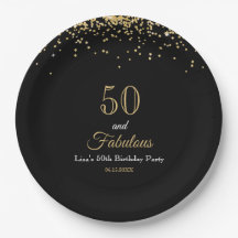 ゴールドラメとブラックの50歳の誕生日おめでとう