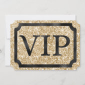 ゴールドラメとブラックVIPイベントチケット 招待状 (正面)