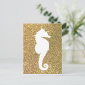 ゴールドラメと白 Seahorse ポストカード (スタンド正面)