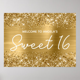 ゴールドラメと箔押しSweet 16 ウェルカム ポスター