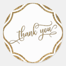 ゴールドラメと装飾的なThank You バッジ