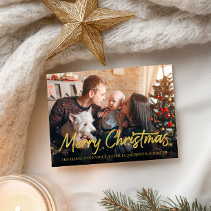 ゴールドラメのカリグラフィー写真 メリークリスマス ポストカード
