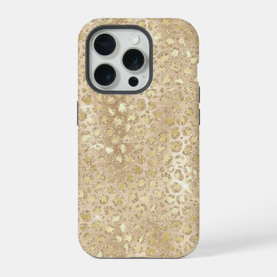 ゴールドラメの華やかなチーター柄 iPhone 15 PROケース